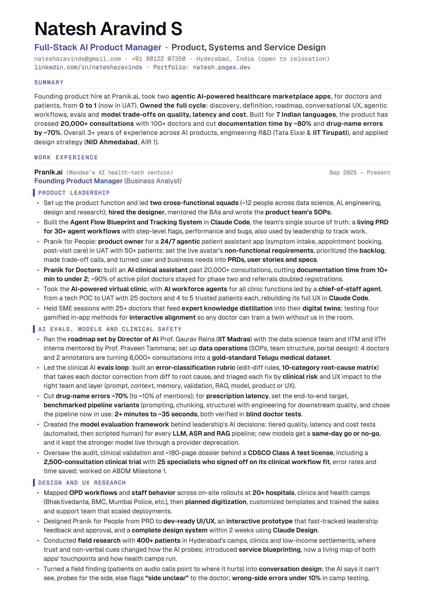Resume, page 1