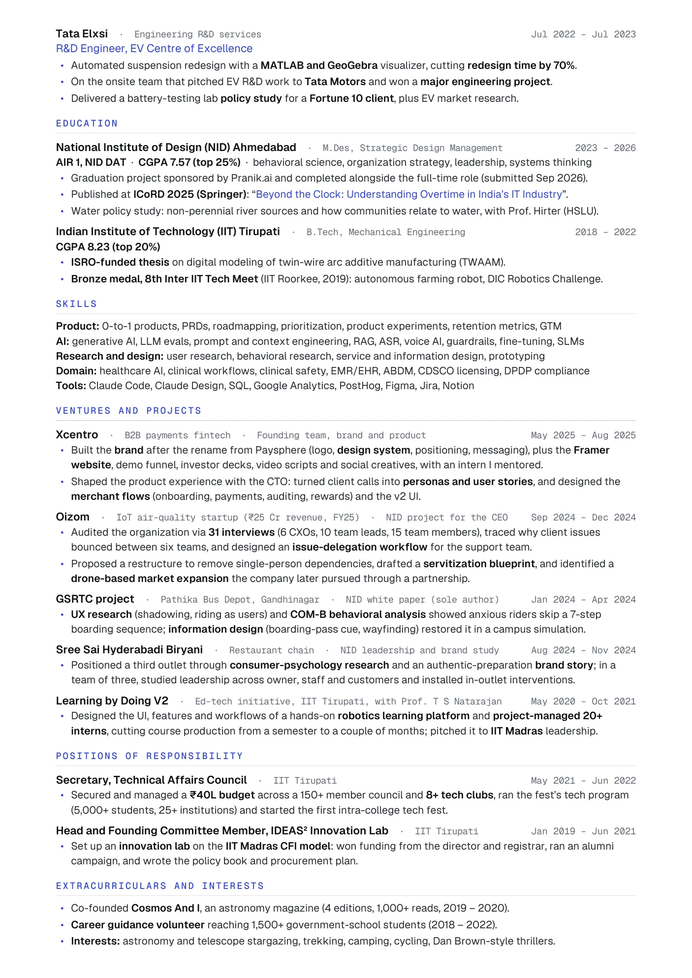 Resume, page 2